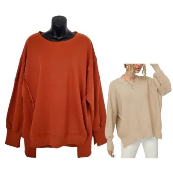 NWT Oversized Boxy Tunic Sweatshirt Drop Shoulder Loungewear Size L Athleisure - Picture 1 of 12